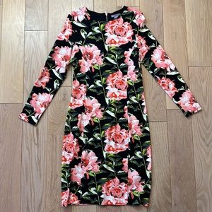H&M Floral Print Midi Long Sleeve Dress